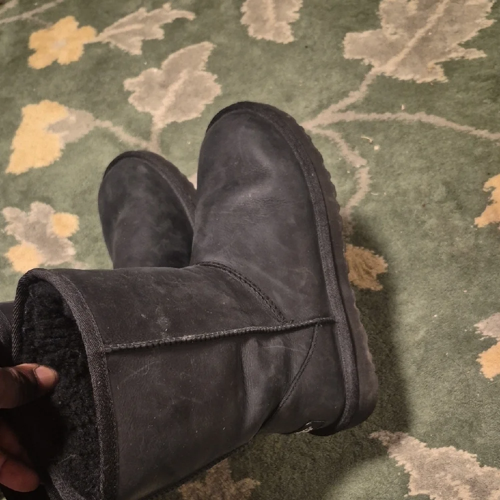 UGG Classic Short Black Suede Winter Boots